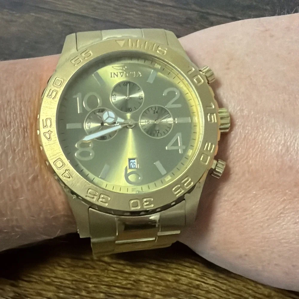 Invicta‎ Tritnite 1270 Men's Watch 50mm Gold Tone Chronograph Stainless Steel